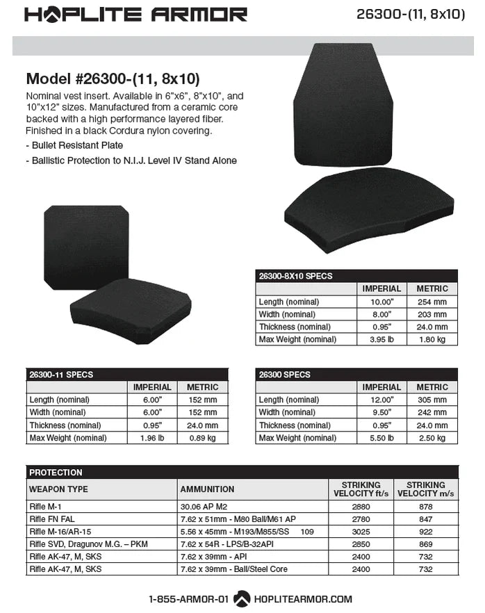 Body Armor Lightweight SAPI/Swimmer Combo- Level IV (26300)